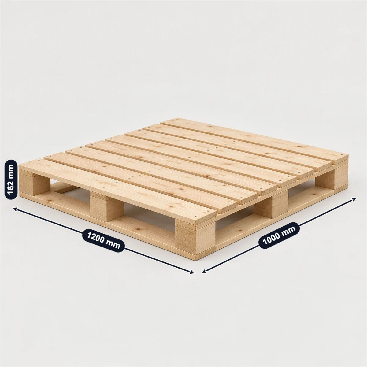 1200 × 1000 mm pallet with its usual width, depth and height marked