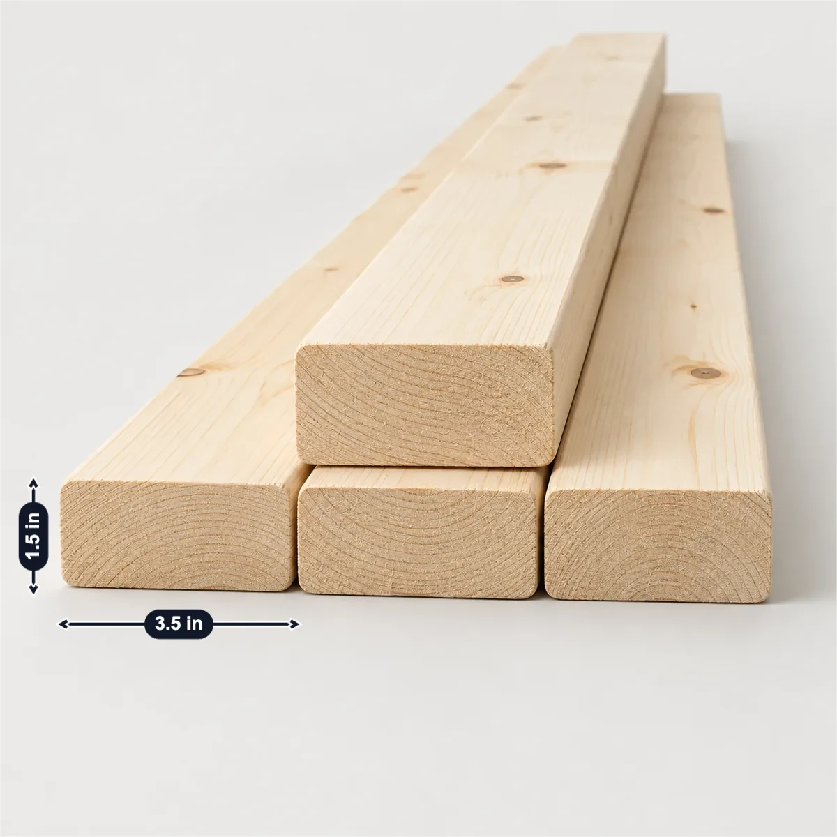 2×4 lumber with its usual width, depth and height marked
