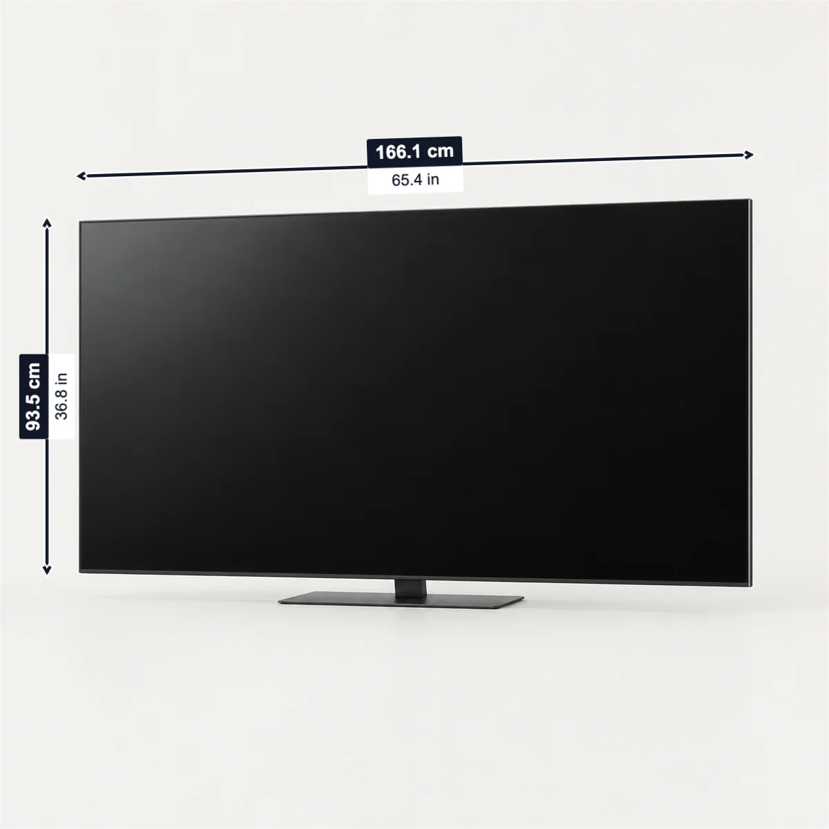 75-inch TV with its usual width, depth and height marked