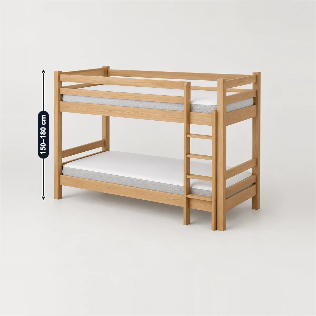 Bunk bed with its usual width, depth and height marked