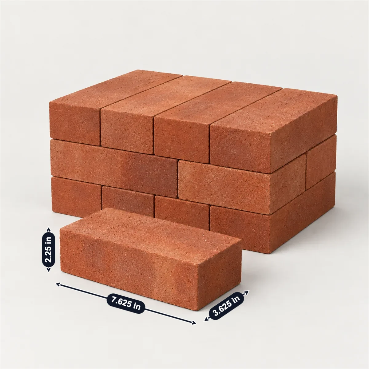 Face brick with its usual width, depth and height marked