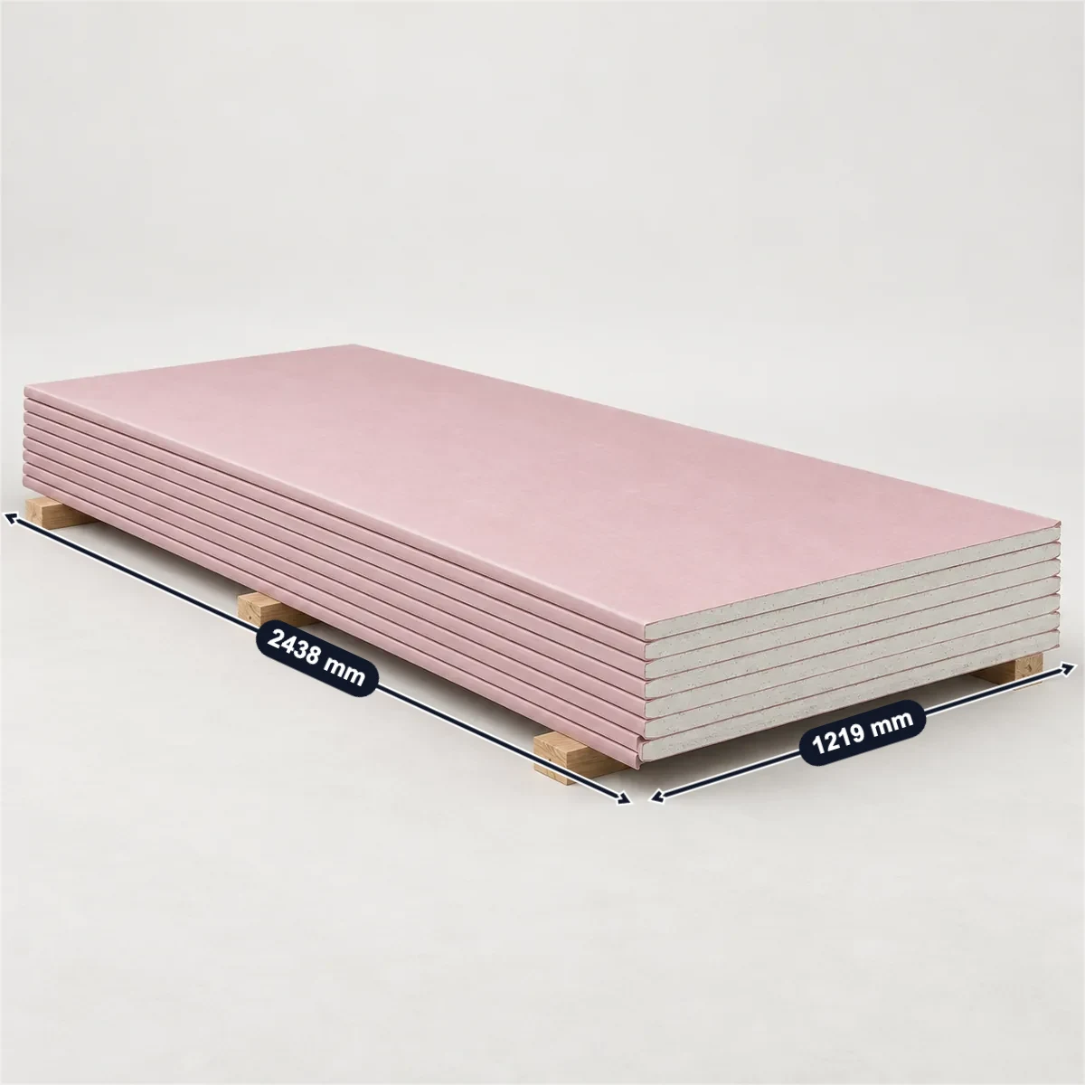 Fire-rated drywall (Type X) with its usual width, depth and height marked