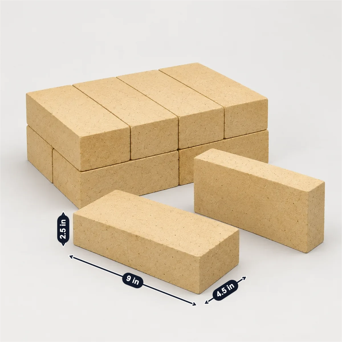 Firebrick with its usual width, depth and height marked