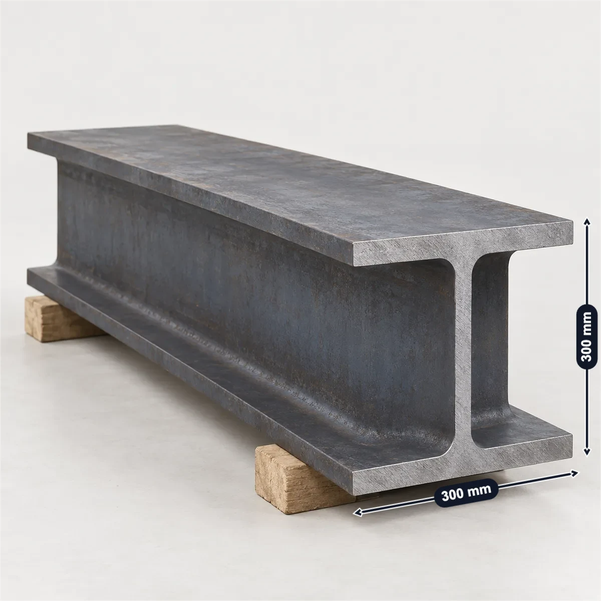 HEB beam (HE 300 B) with its usual width, depth and height marked