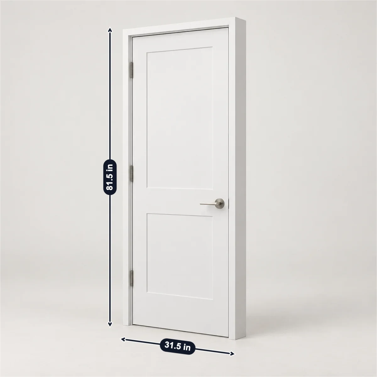 Interior door (prehung) with its usual width, depth and height marked