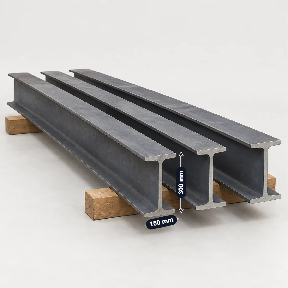 IPE beam (IPE 300) with its usual width, depth and height marked