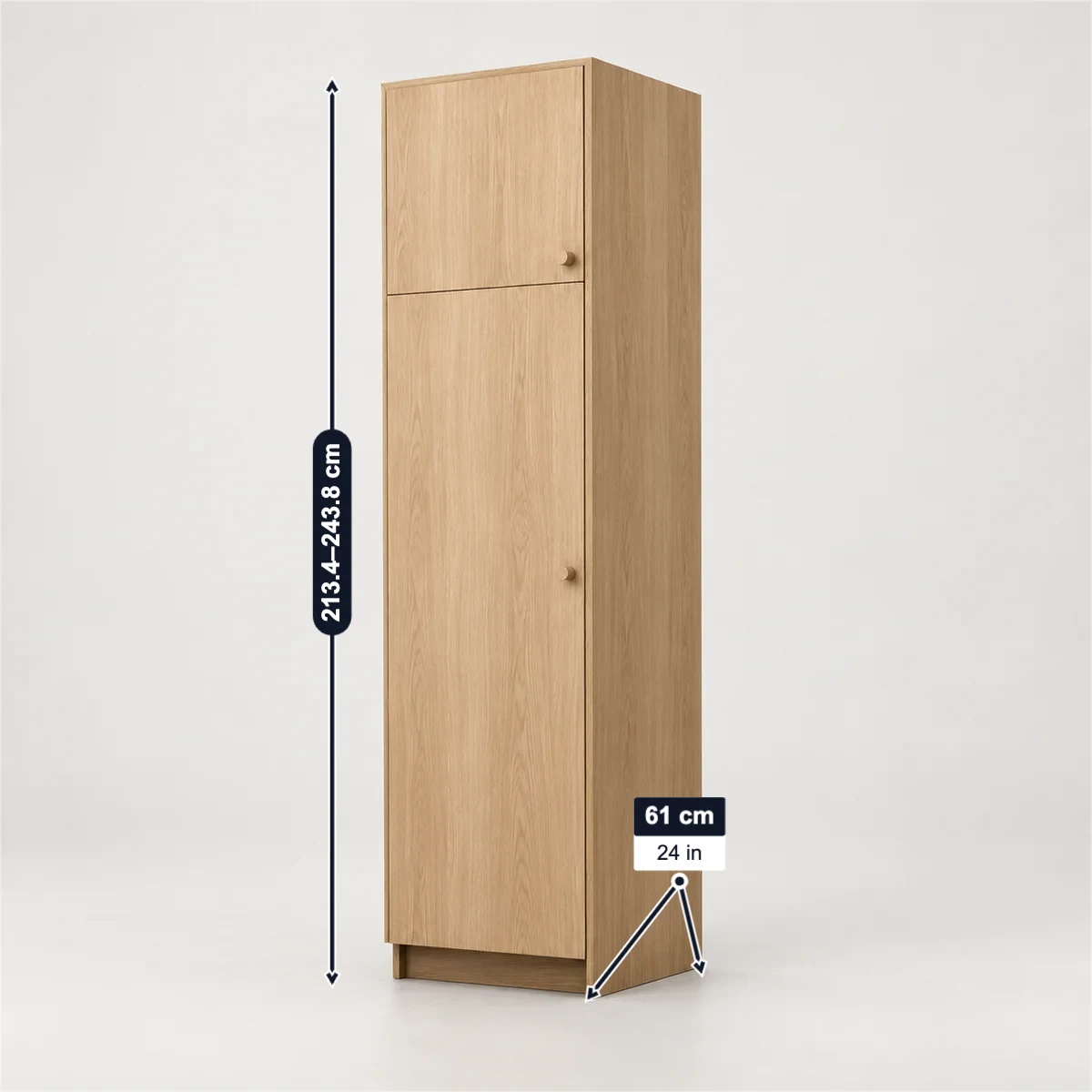 Tall pantry cabinet with its usual width, depth and height marked