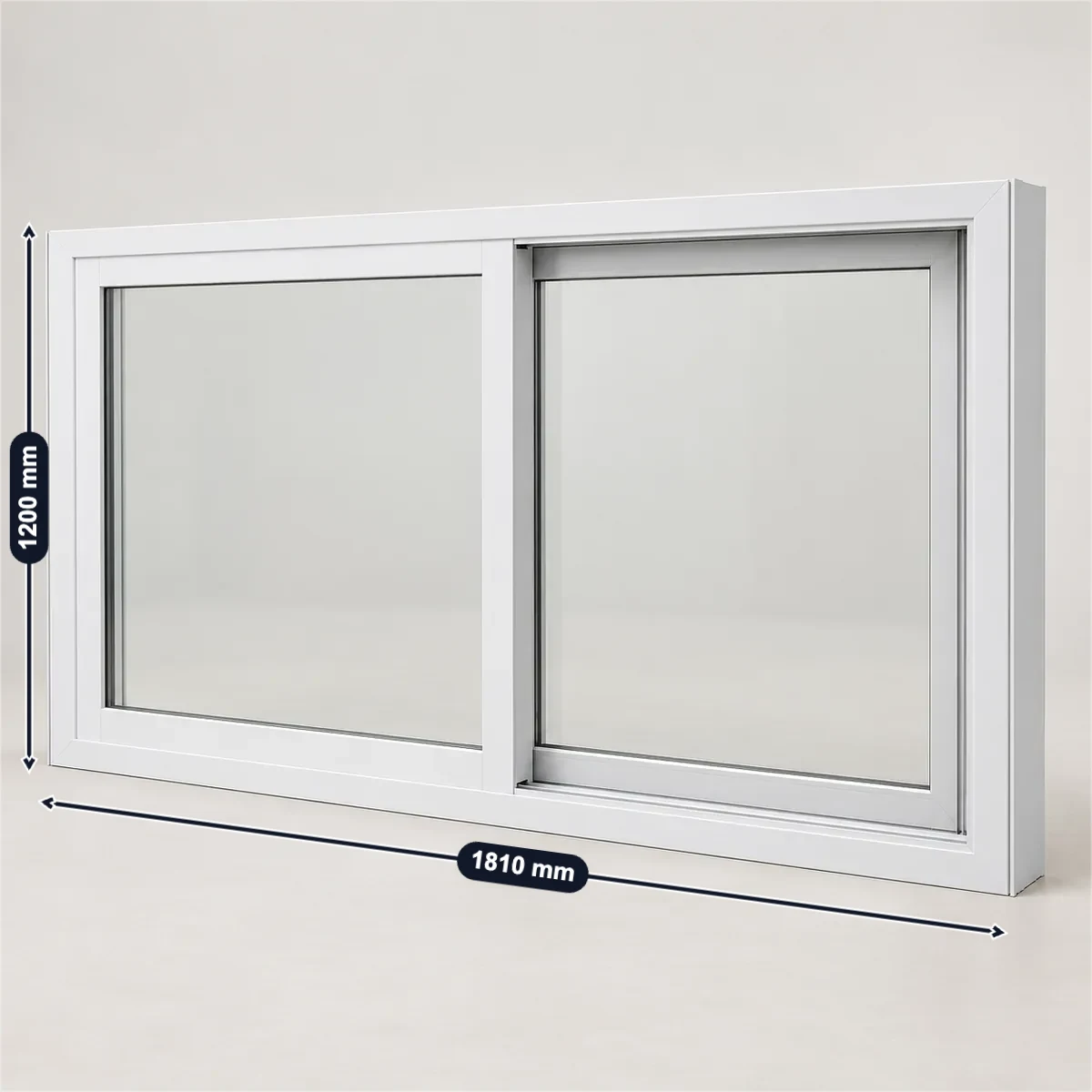 Sliding window with its usual width, depth and height marked