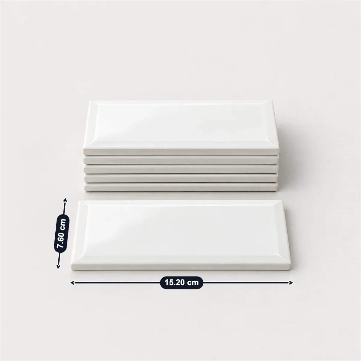 Subway tile (3 × 6 in wall tile) with its usual width, depth and height marked
