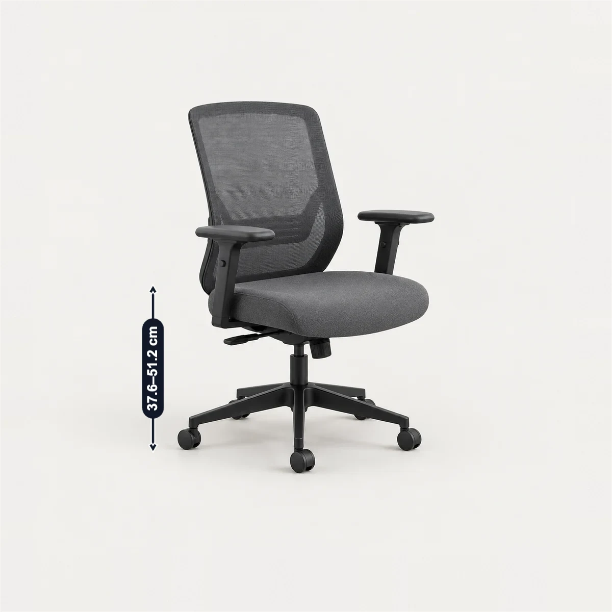 Office task chair with its usual width, depth and height marked