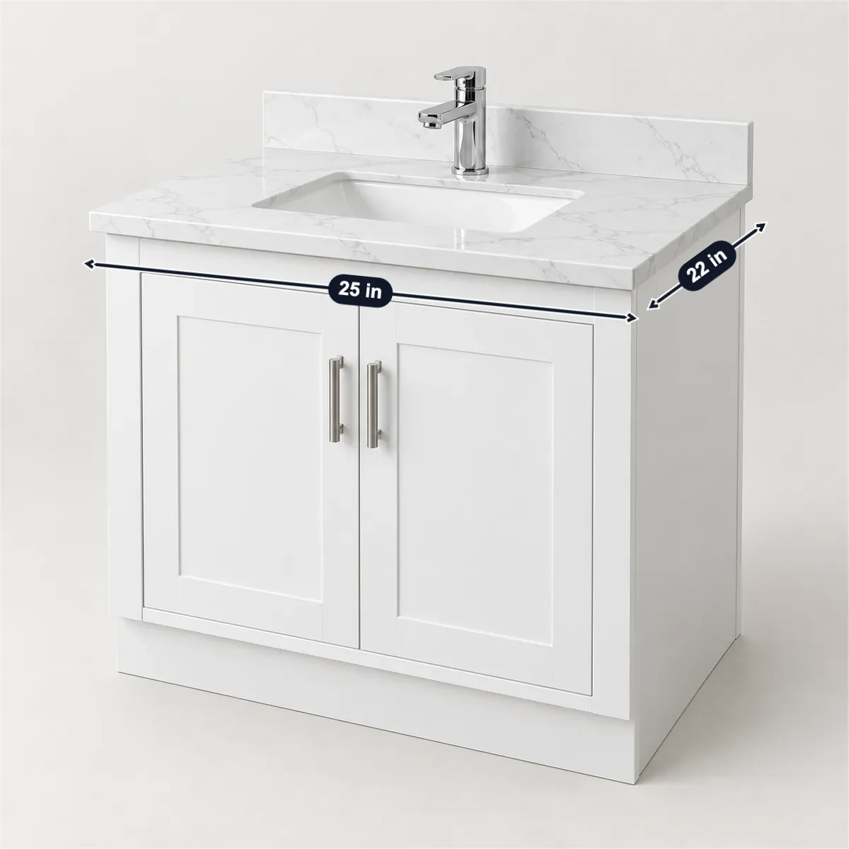 Vanity top with its usual width, depth and height marked