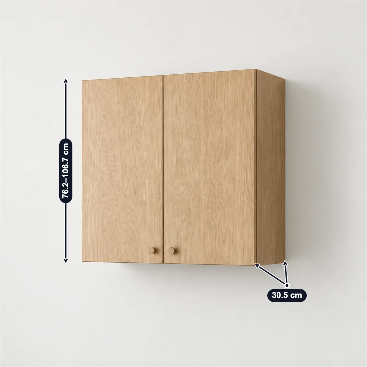 Kitchen wall cabinet with its usual width, depth and height marked