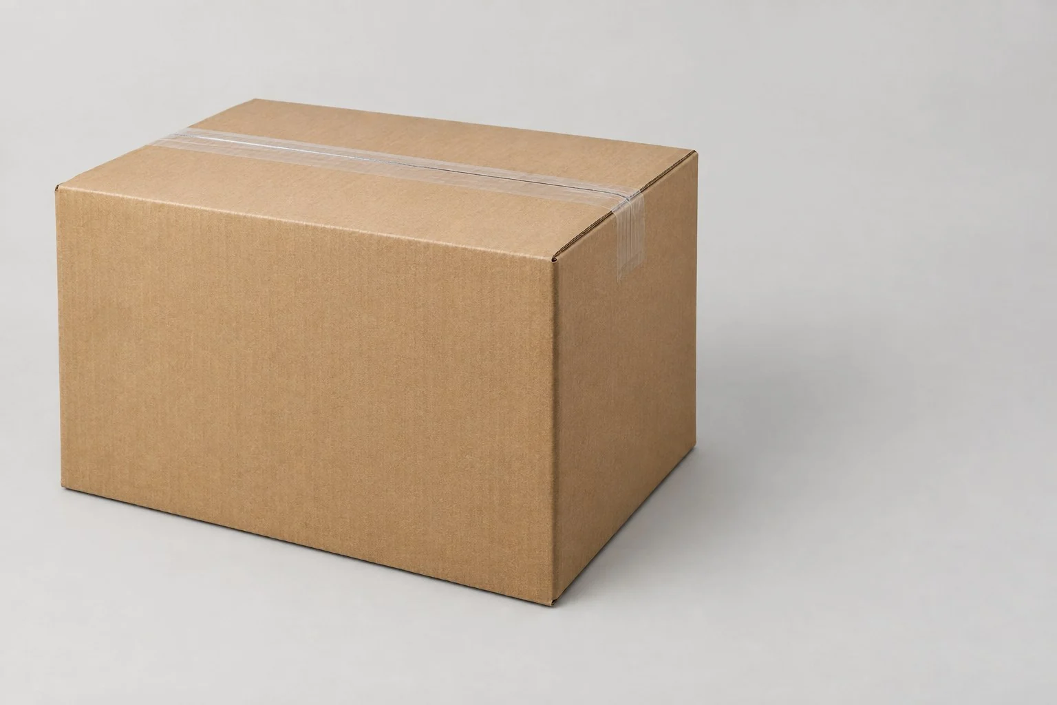 Sealed brown corrugated export carton without annotations